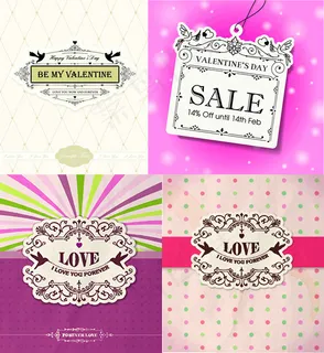 花纹情人节标签,免抠元素