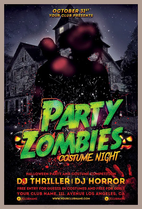 万圣节僵死派对psd模版下载