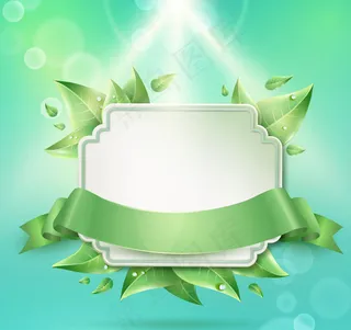 树叶与丝带标签