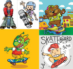滑板人物与动物