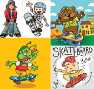 滑板人物与动物