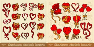 精美手绘红心,背景元素