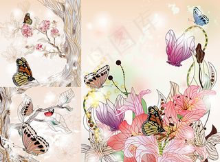 蝴蝶花卉画稿