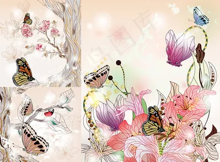 蝴蝶花卉画稿 蝴蝶花卉画稿