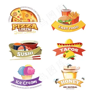 美食标志标签,免抠元素