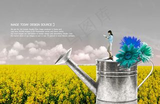 洒水壶上的美女