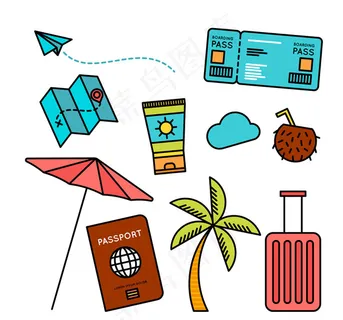 彩色旅行元素