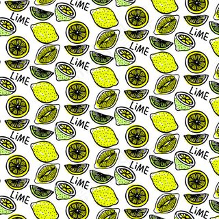 彩绘柠檬无缝背景