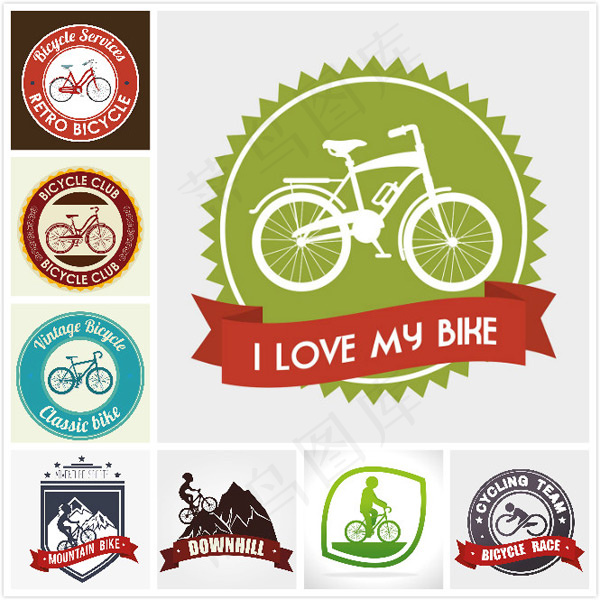 自行车标签矢量,免抠元素