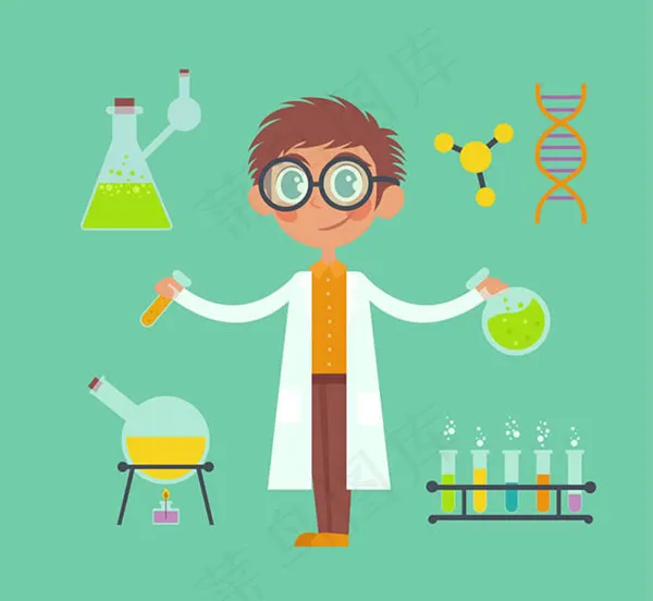 科学家和实验器材ai矢量模版下载