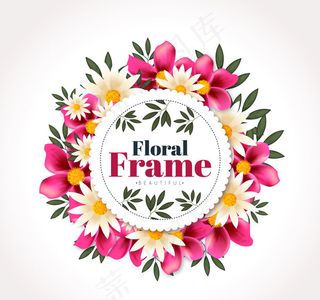 粉色和白色花卉框架