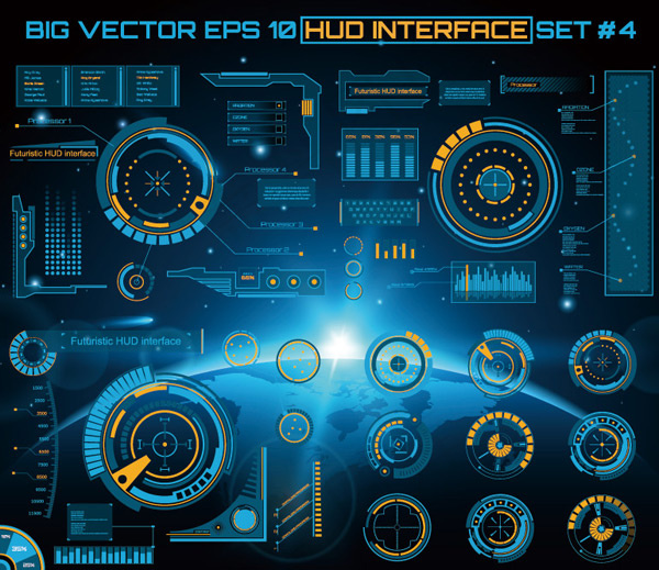 虚拟HUD界面eps,ai矢量模版下载
