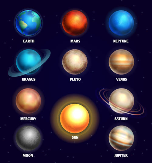 太阳系行星主题ai矢量模版下载