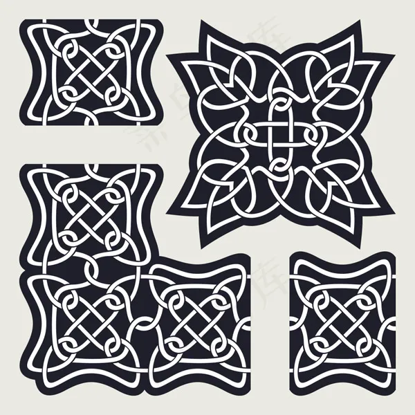 黑色编织花纹装饰eps,ai矢量模版下载