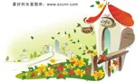 韩国矢量手绘风景插画_15cdr矢量模版下载