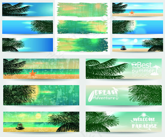 海边度假横幅eps,ai矢量模版下载
