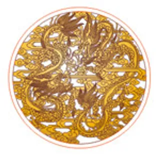 矢量圆形双龙戏珠