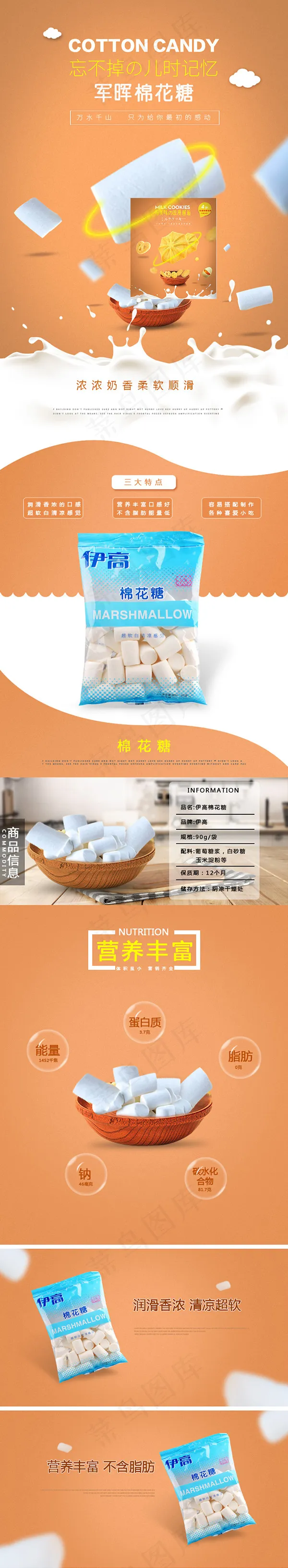 淘宝棉花糖详情页psd模版下载