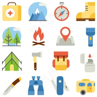 野外生活工具图标,免抠元素