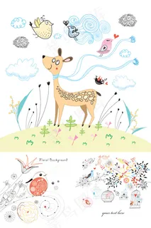 卡通明信片矢量