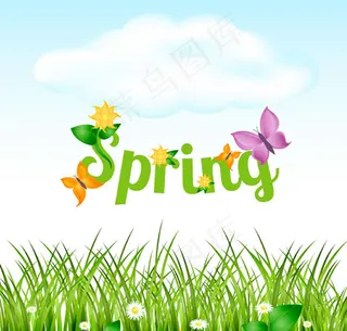 春季草丛艺术字