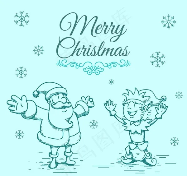 圣诞老人和精灵ai矢量模版下载