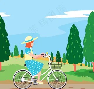 公园骑单车的女子