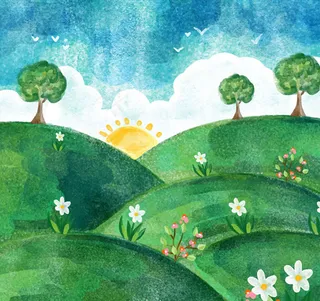 春季郊外日出风景