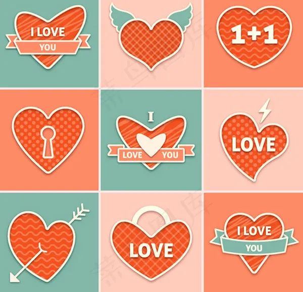 创意爱心图标,免抠元素ai矢量模版下载