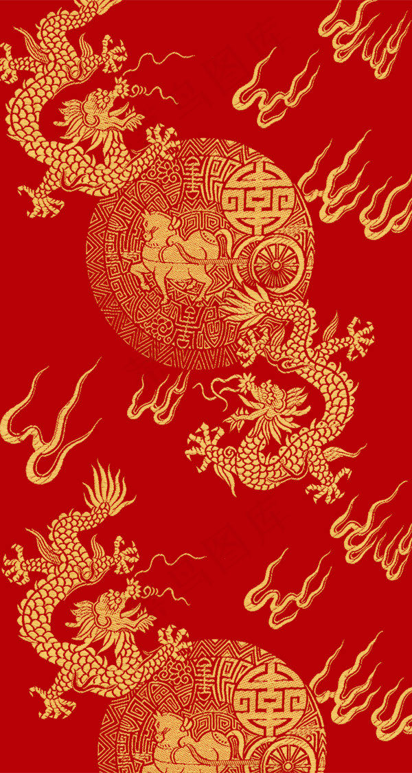 传统刺绣龙纹psd模版下载