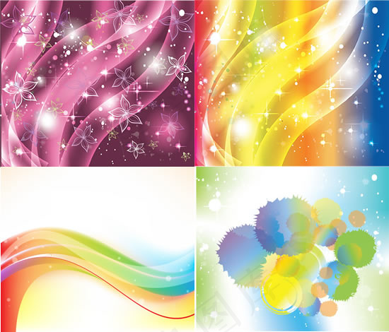 星光花朵飘零背景,背景元素eps,ai矢量模版下载