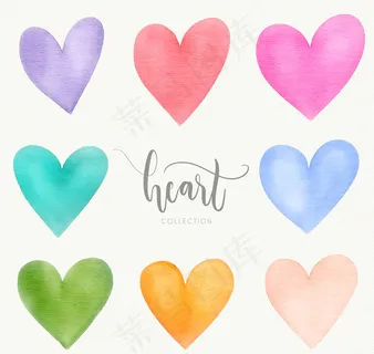 8款水彩绘爱心 8款水彩绘爱心