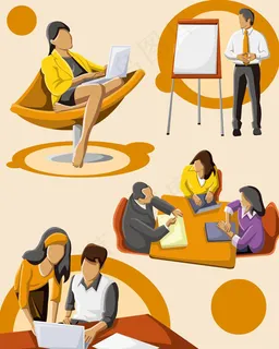 卡通商务人士,背景元素