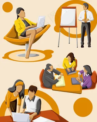 卡通商务人士,背景元素