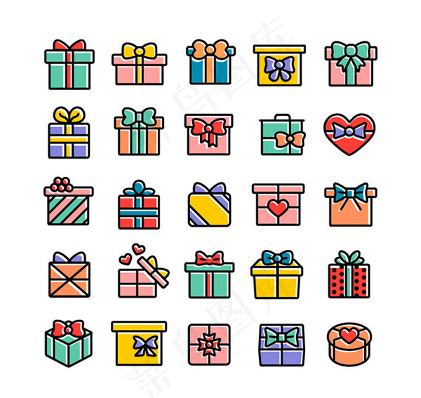 蝴蝶结礼盒图标,免抠元素