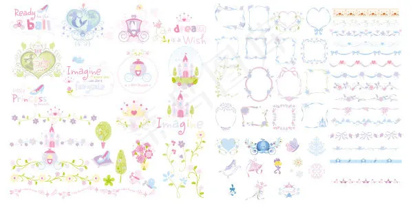 公主花边边框ai矢量模版下载