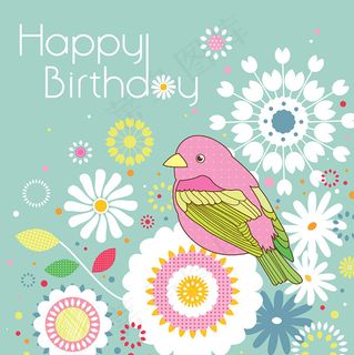 花朵和小鸟矢量