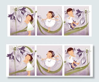 女孩-紫色百合花