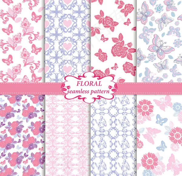 花卉图案无缝背景eps,ai矢量模版下载