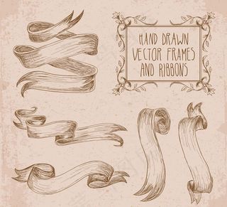 手绘丝带与边框