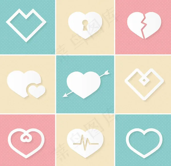 白色爱心图标,免抠元素ai矢量模版下载