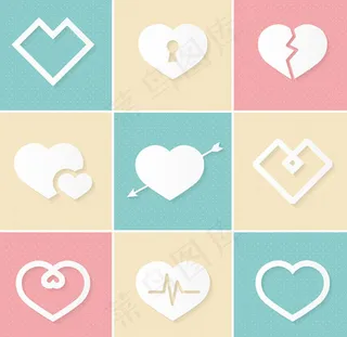 白色爱心图标,免抠元素