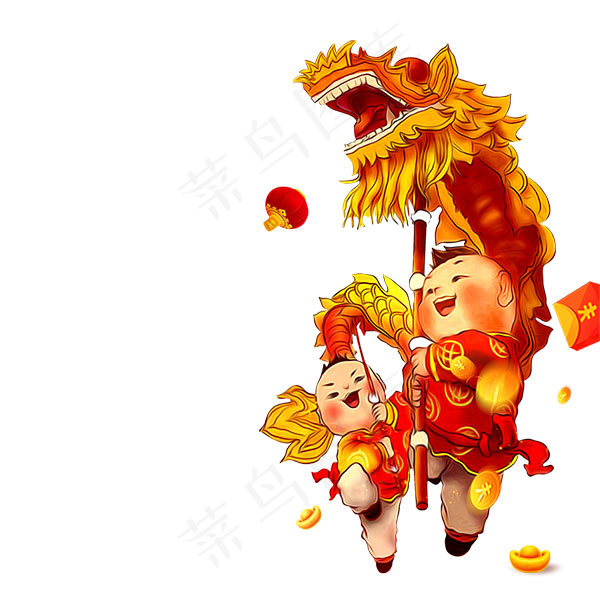 春节舞龙元素
