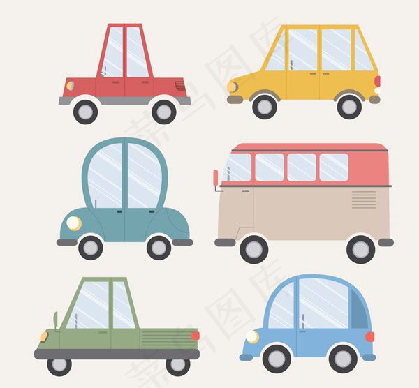 可爱车辆设计矢量