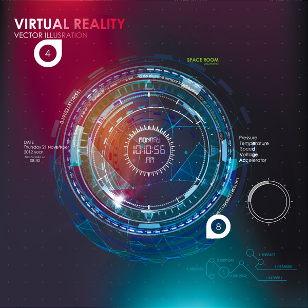 科技环HUD界面eps,ai矢量模版下载