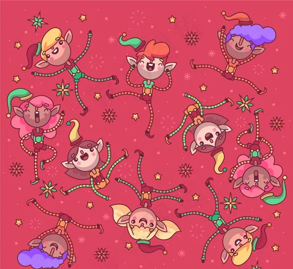圣诞精灵无缝背景ai矢量模版下载