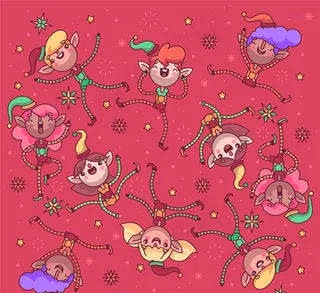 圣诞精灵无缝背景