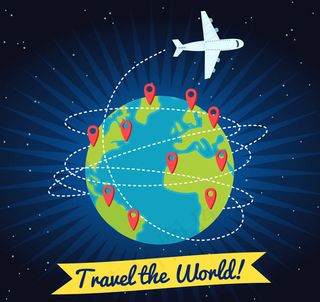 卡通环球旅行飞机