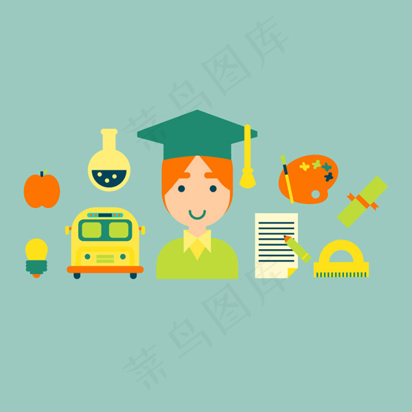 校园元素图标,免抠元素ai矢量模版下载