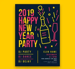 新年派对传单矢量